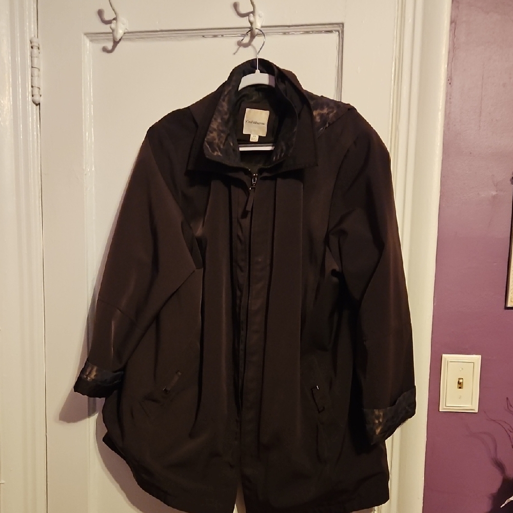 Croft & Barrow plus sz 2x expresso brown with animal print Accents hooded jacket